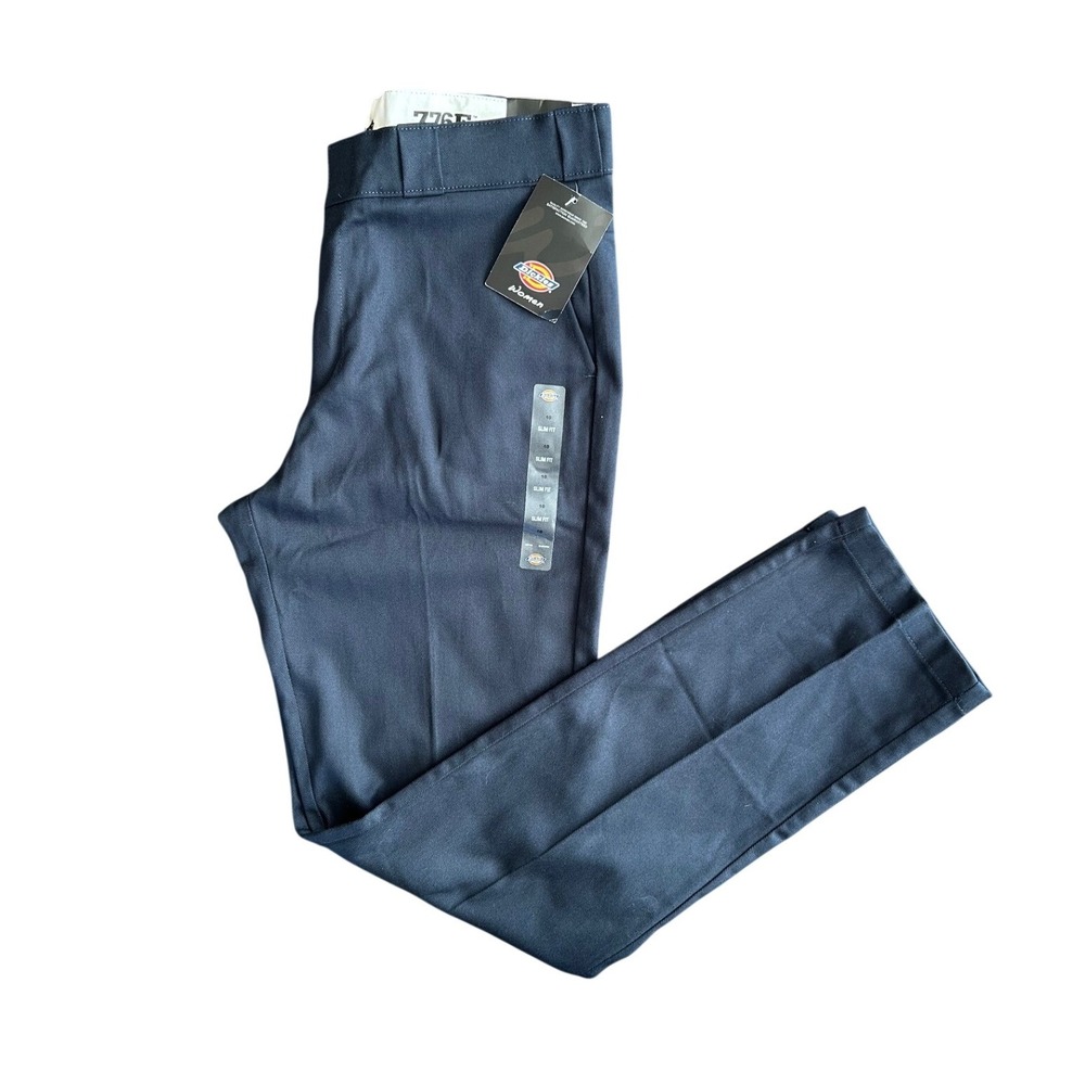 Dickies 776F Flex Slim Fit Straight Leg Work Pants Womens Size 10 Dark Navy‎ NEW